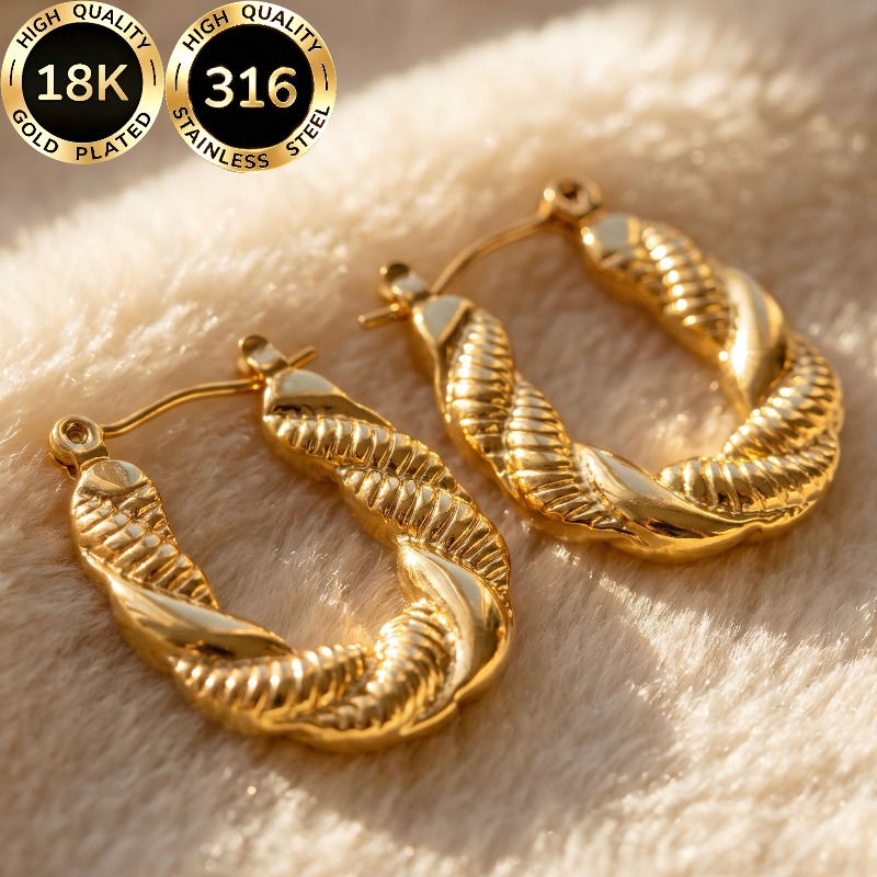 Women's 18K Gold Plated Mobius Twist Geometric Earrings
